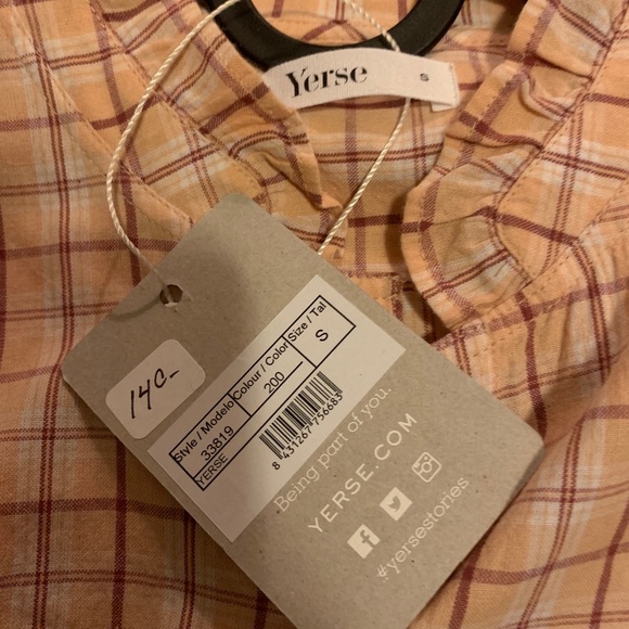 Yerse Check Shirt with Ruffle Neck - Picture 3 of 3